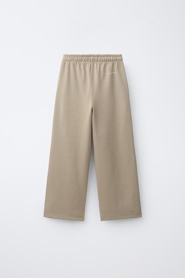 STRAIGHT INTERLOCK PLUSH PANTS — Light brown 2