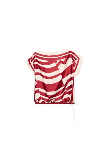 CAMISA ESTAMPADA SATINADA ZW COLLECTION - burdeos/crudo de Zara