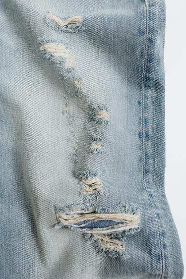 PANTALÓN WIDE LEG ROTOS - Azul de Zara