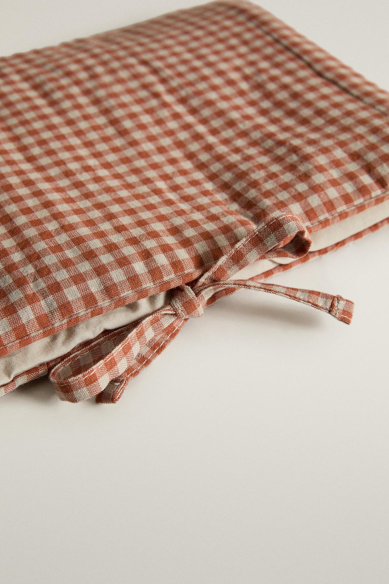 GINGHAM COTTON BABY WIPE HOLDER — Dark orange