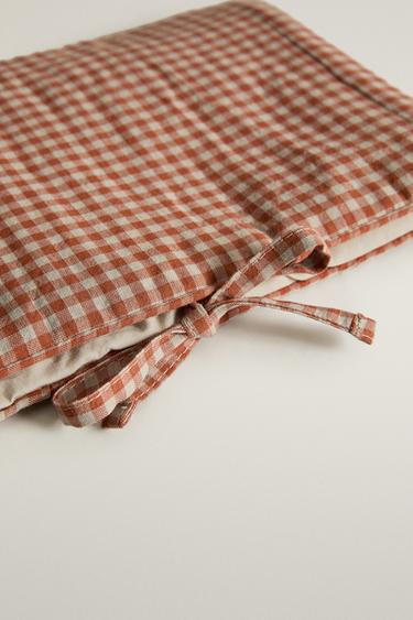 GINGHAM COTTON BABY WIPE HOLDER — Dark orange 2