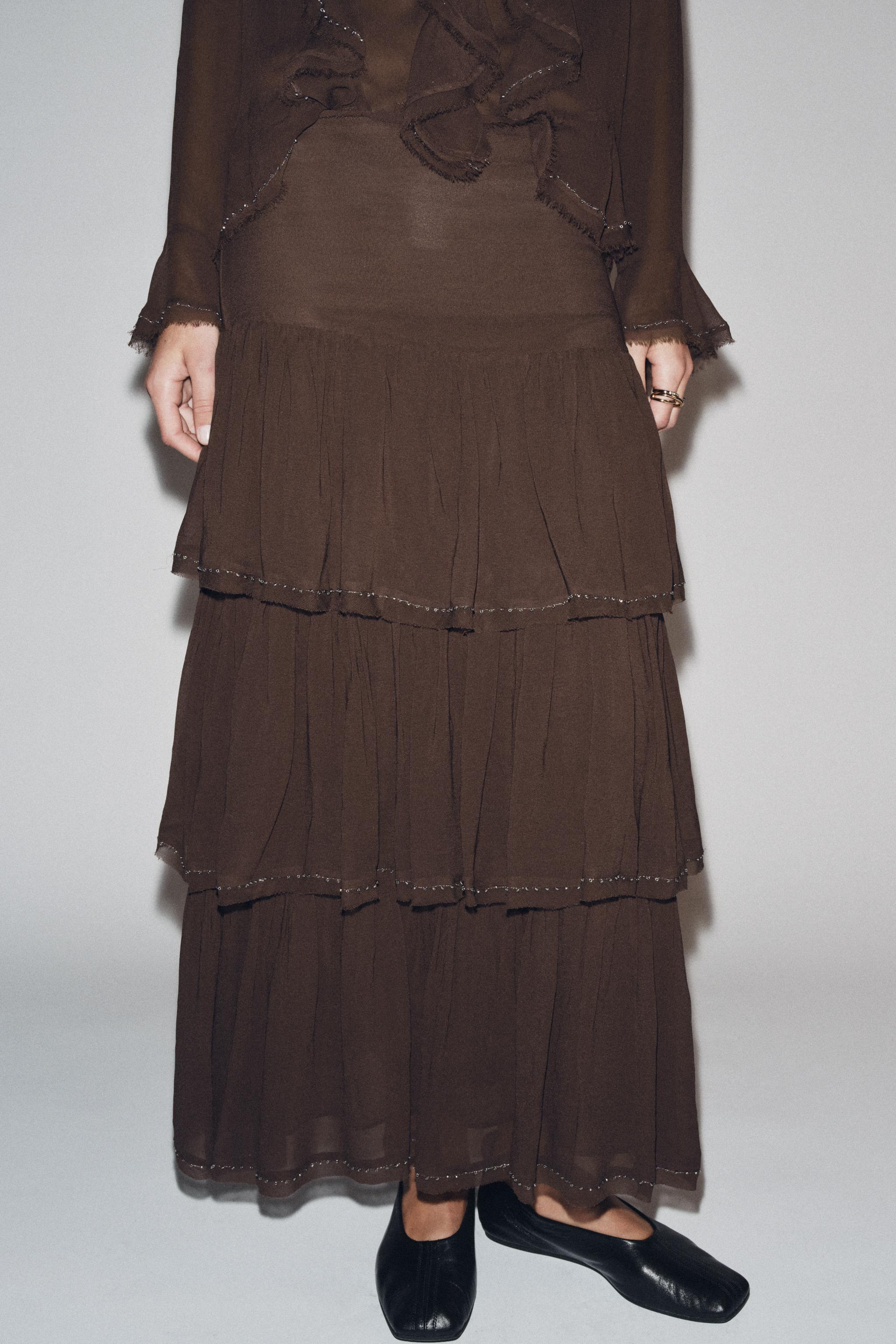 RUFFLED BEADED SKIRT ZW COLLECTION