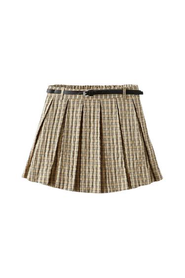 CHECK BOX PLEAT SKIRT