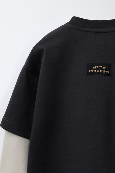 SWEAT DOUBLE MANCHE VARSITY INTERLOCK - Anthracite foncé de Zara - Image 3