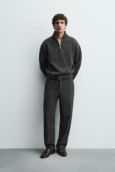 RELAXED FIT PINSTRIPED TROUSERS - Grey by Zara