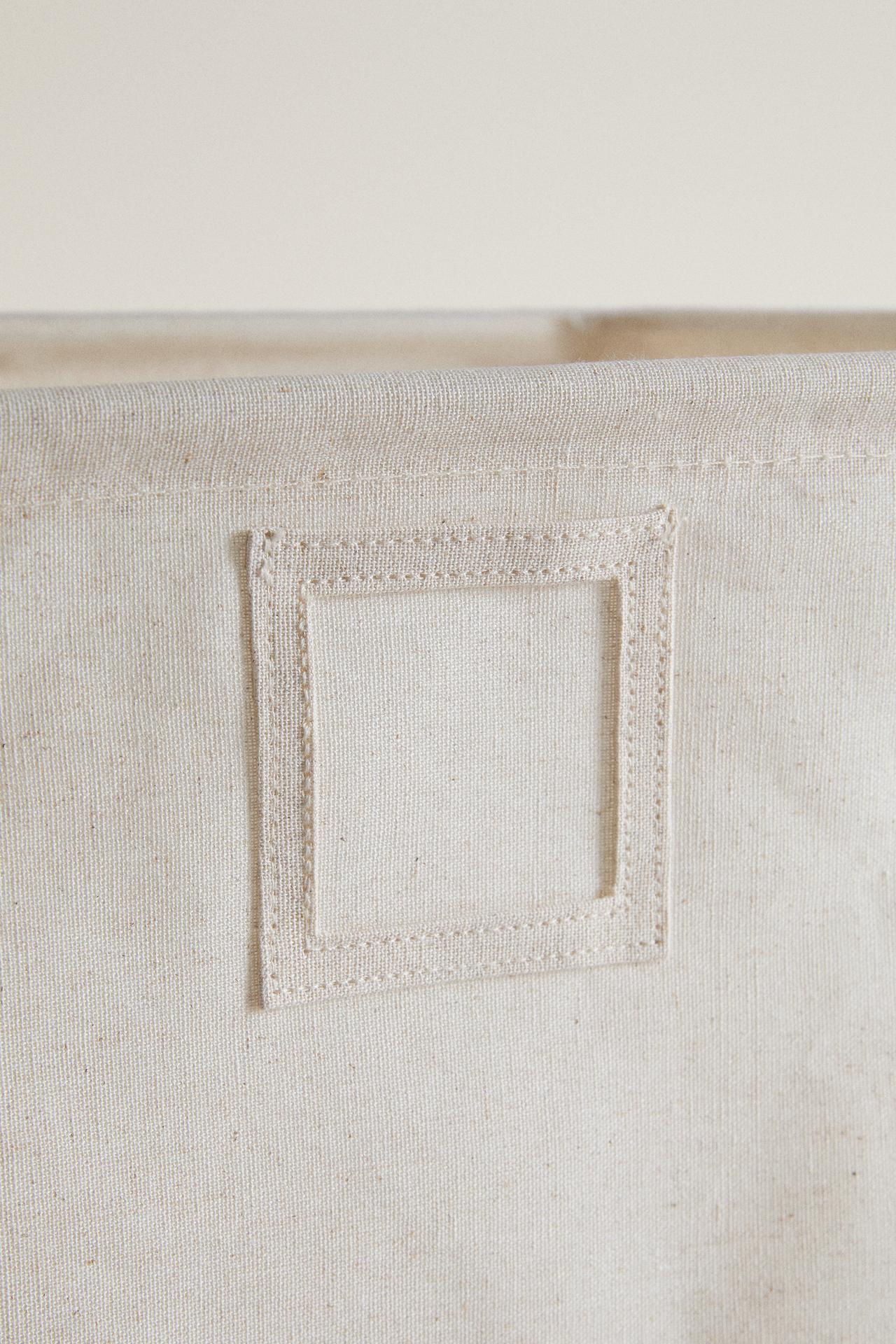 TALL RESIN-COATED FABRIC BASKET — Light beige