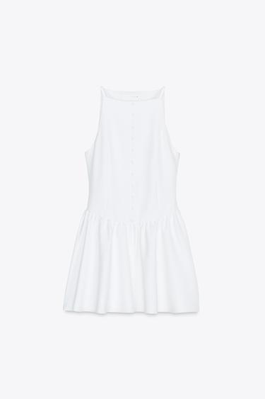 MINI DRESS WITH BUTTONS - White by Zara - Image 2