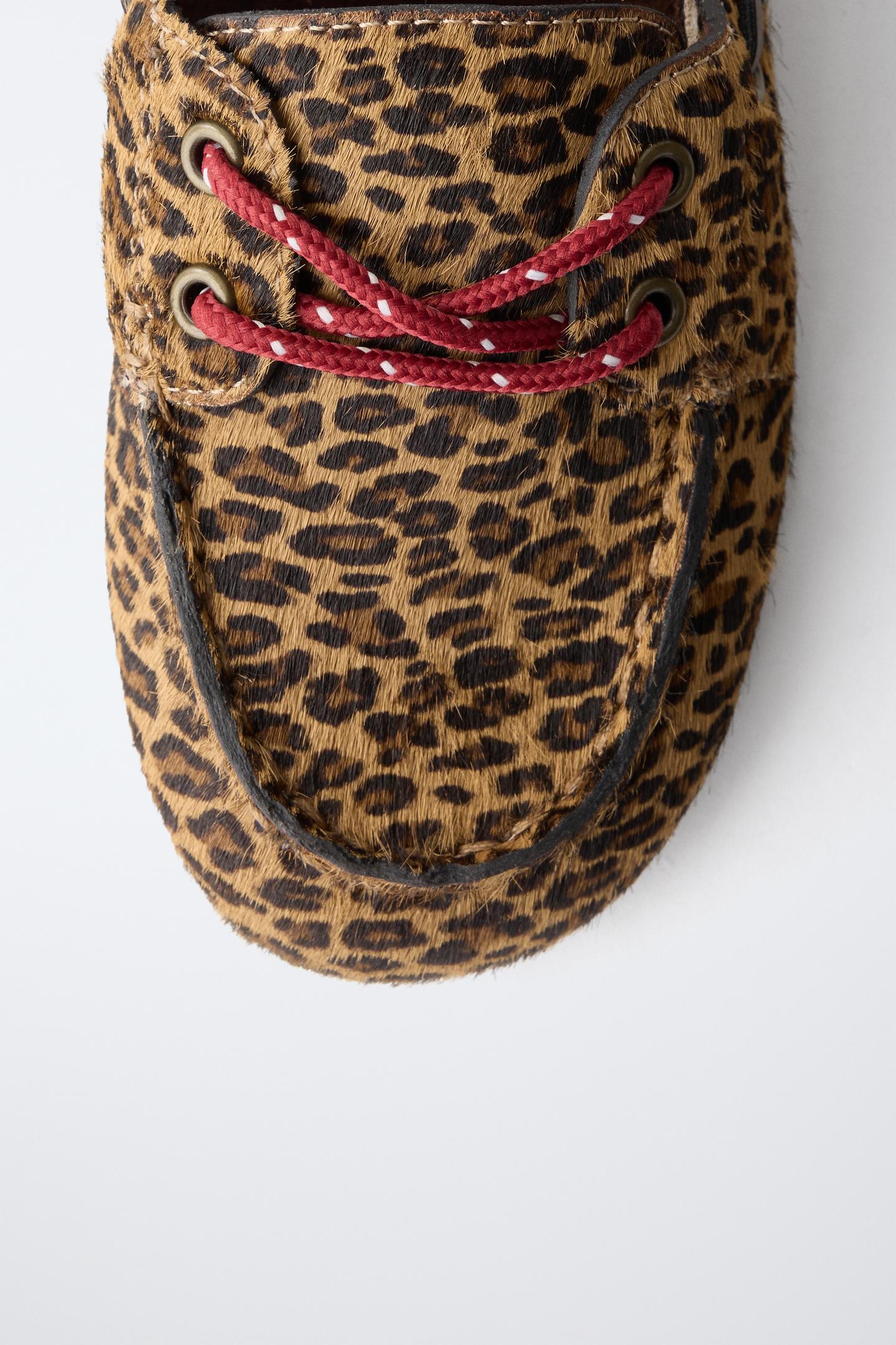 Детские мокасины Zara Leopard Print Leather, цвет: Коричневый — фото 6