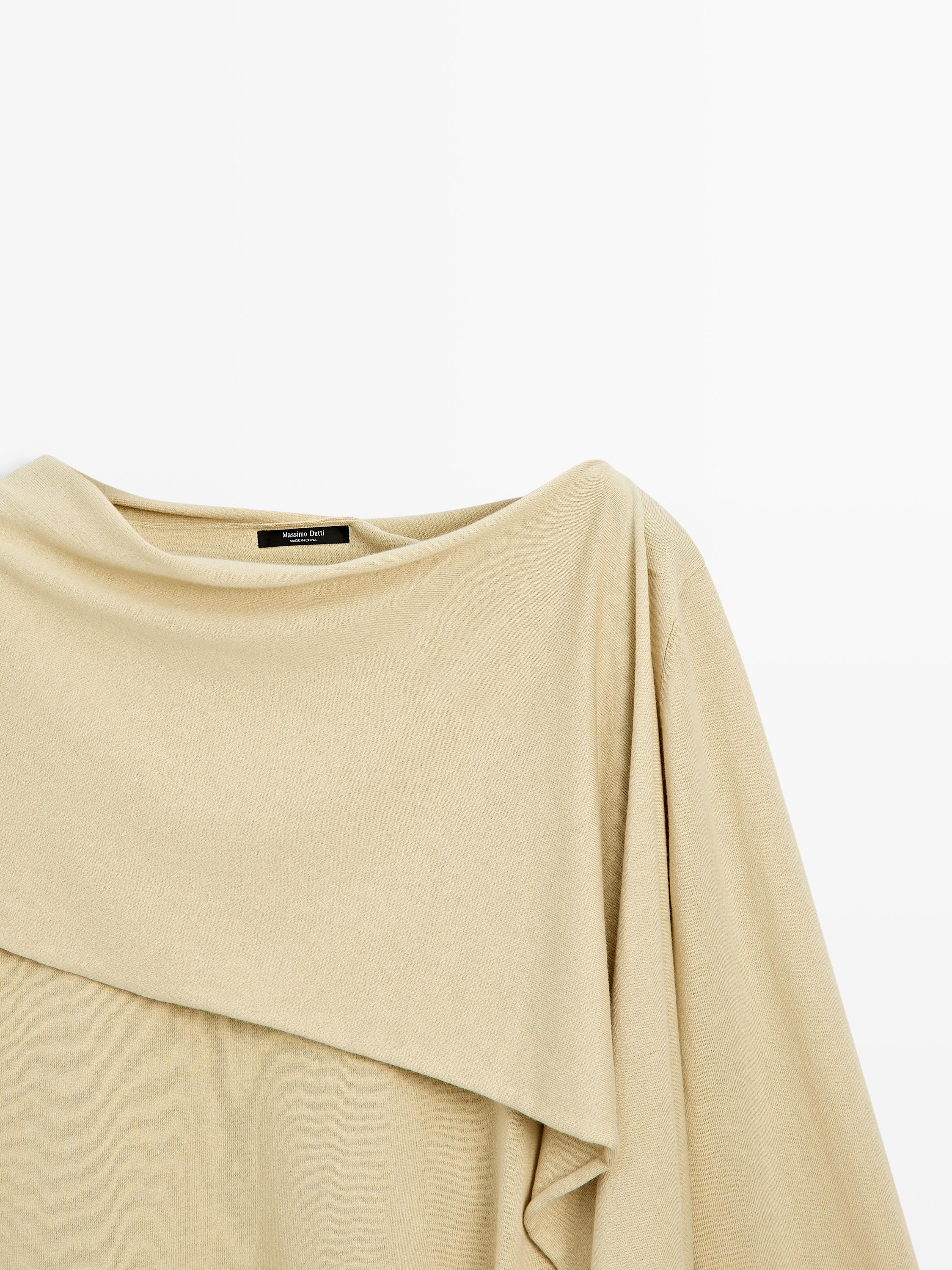 Knit sweater with scarf detail