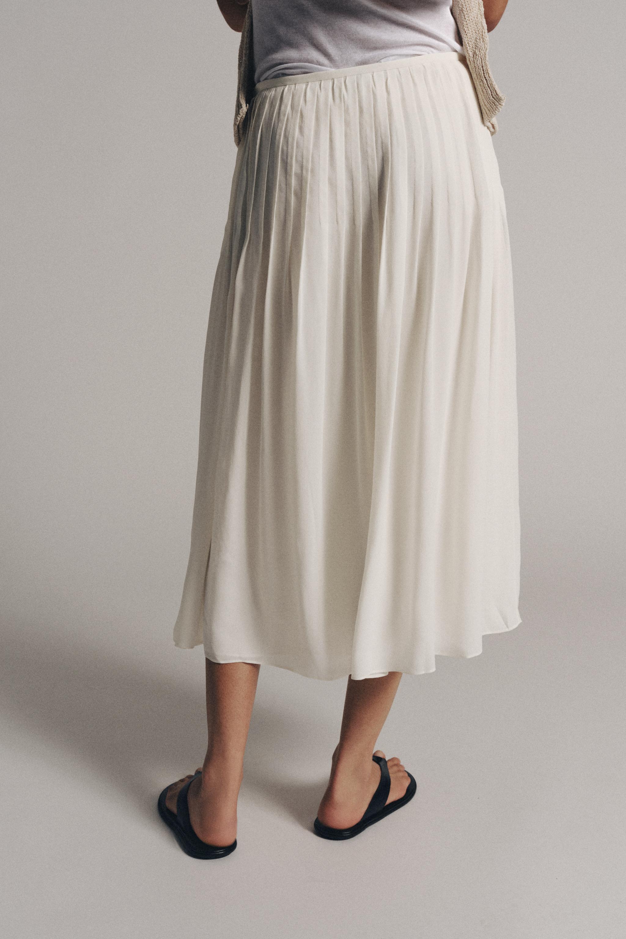 ZW COLLECTION PLEATED SKIRT — Ecru