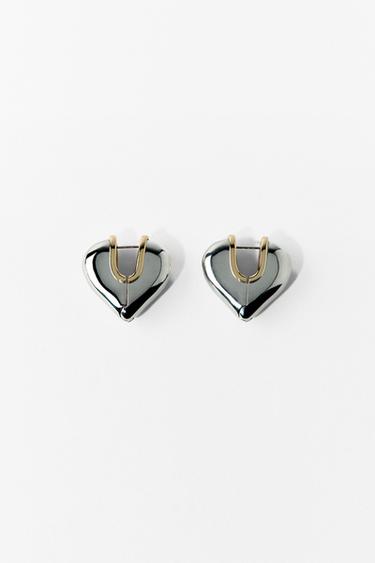 Zara HEART EARRINGS - Gold / Silver