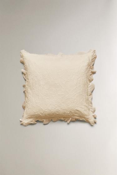 JACQUARD CUSHION COVER WITH RUFFLE - Beige by Zara - Image 2