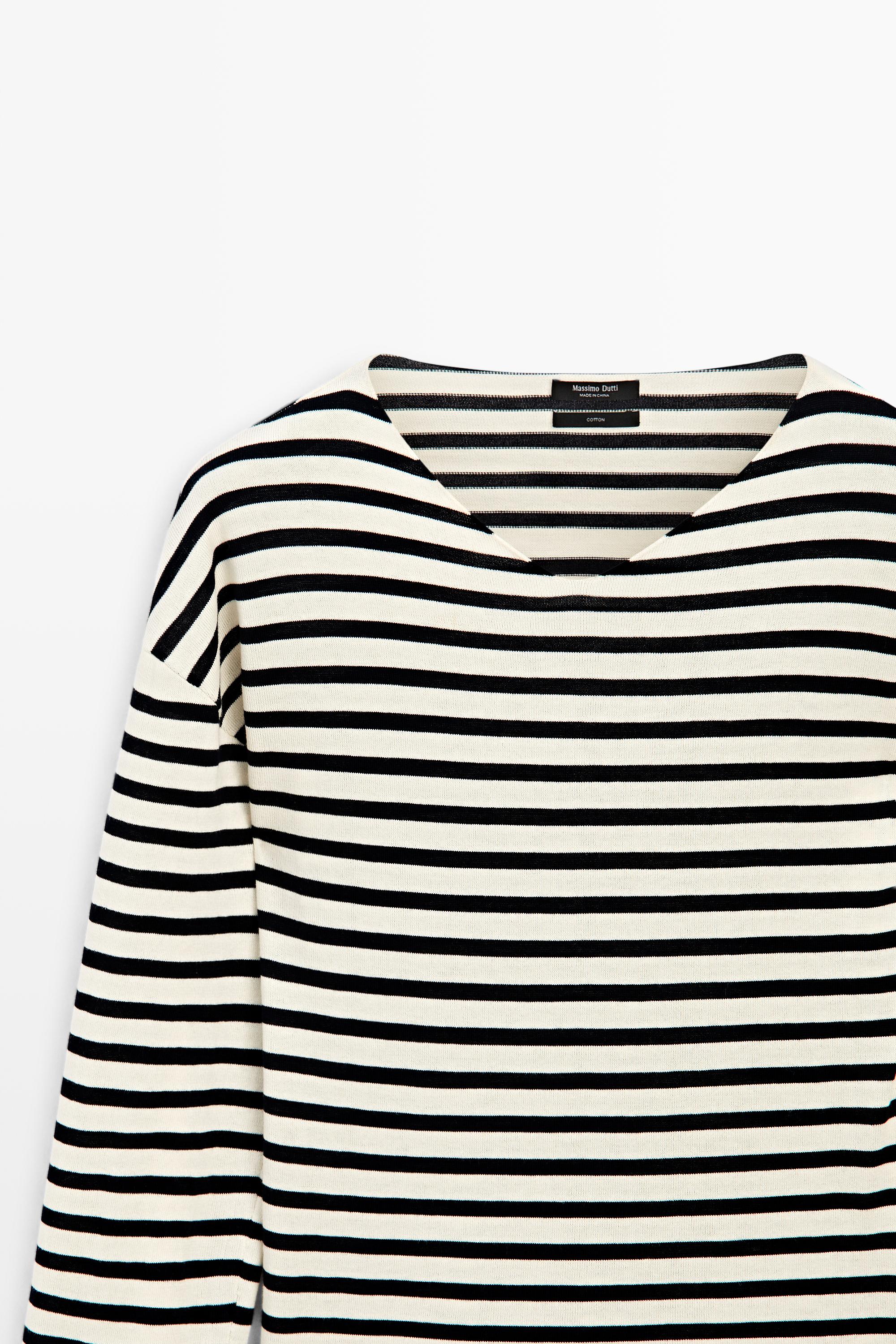 100% cotton long sleeve striped sweater