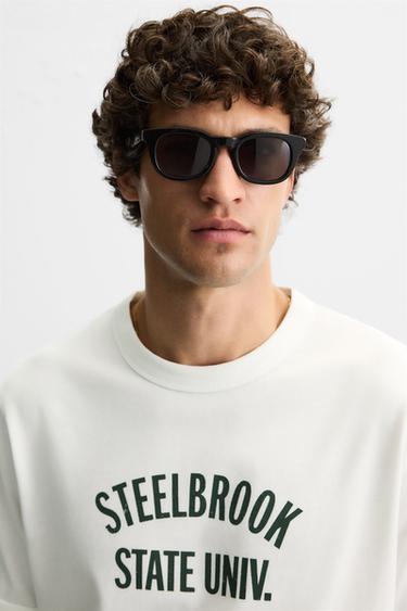 RIBBED SLOGAN T-SHIRT - Oyster-white by Zara - Image 5