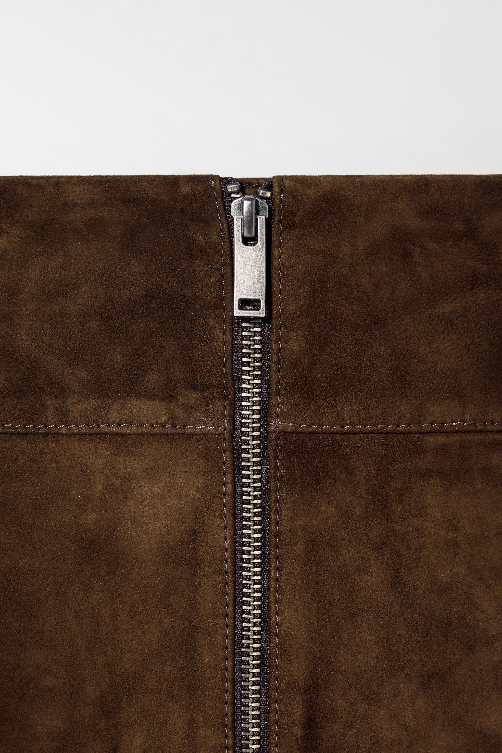 スエードレザースカート KATE MOSS X ZARA 3322/051 SUEDE LEATHER SKIRT KATE MOSS X ZARA - Brown | ZARA United