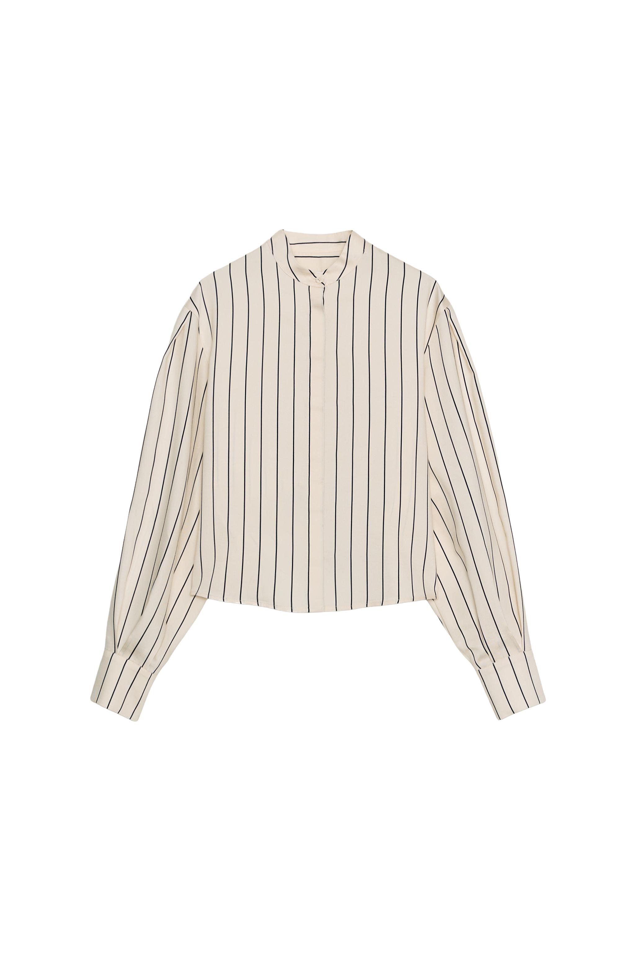 ZW COLLECTION STRIPED VOLUMINOUS SLEEVE SHIRT