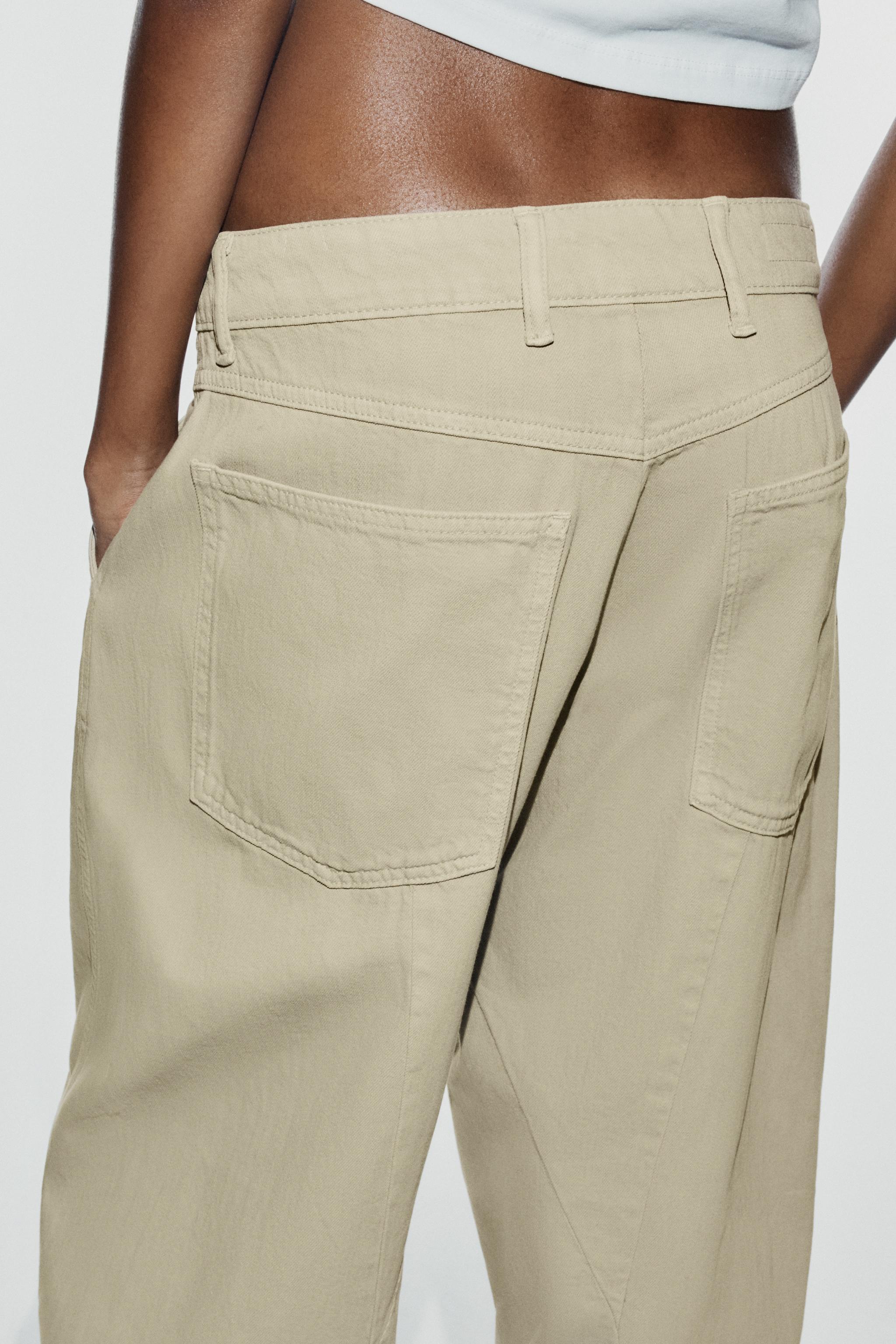 Zara TRF ORTA BEL BARREL CHINO JEAN görsel 6