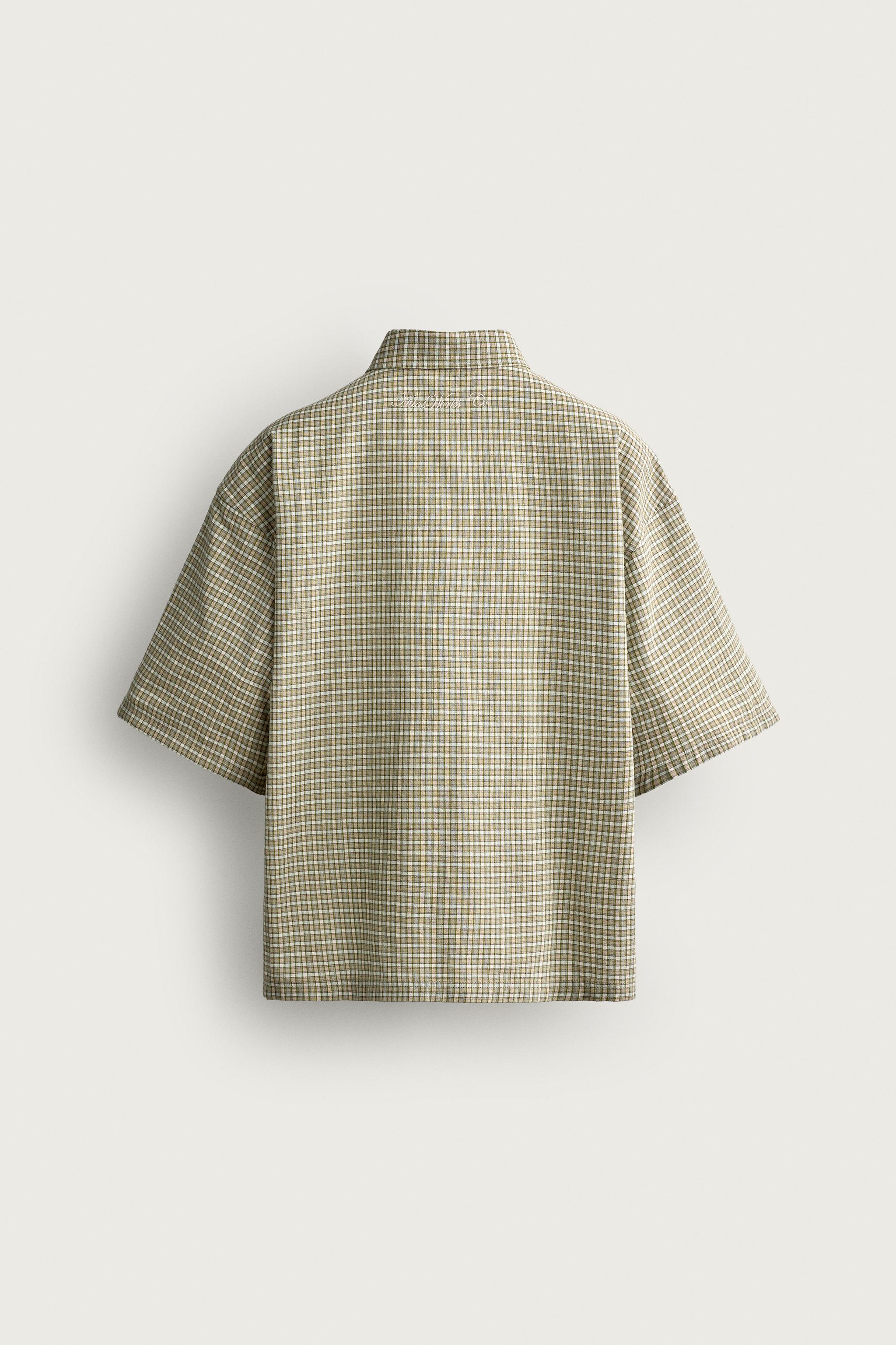 BOXY FIT CHECK SHIRT - Green / Ecru | ZARA Curaçao / Curazao