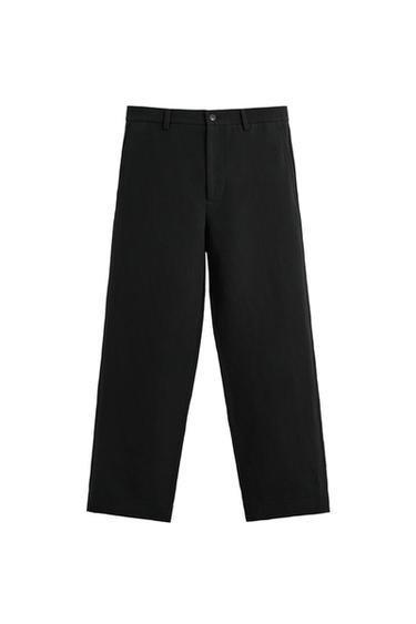 CALÇA DE TRAJE ALGODÃO-LINHO - Preto da Zara