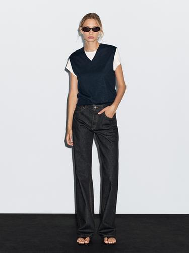 Zara Mid-rise wide-leg jeans - Blue - Image 0