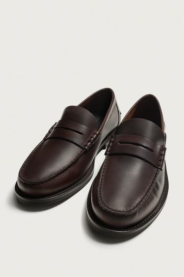 MOCASSINS EN CUIR À MASQUE - Marron de Zara - Image 4