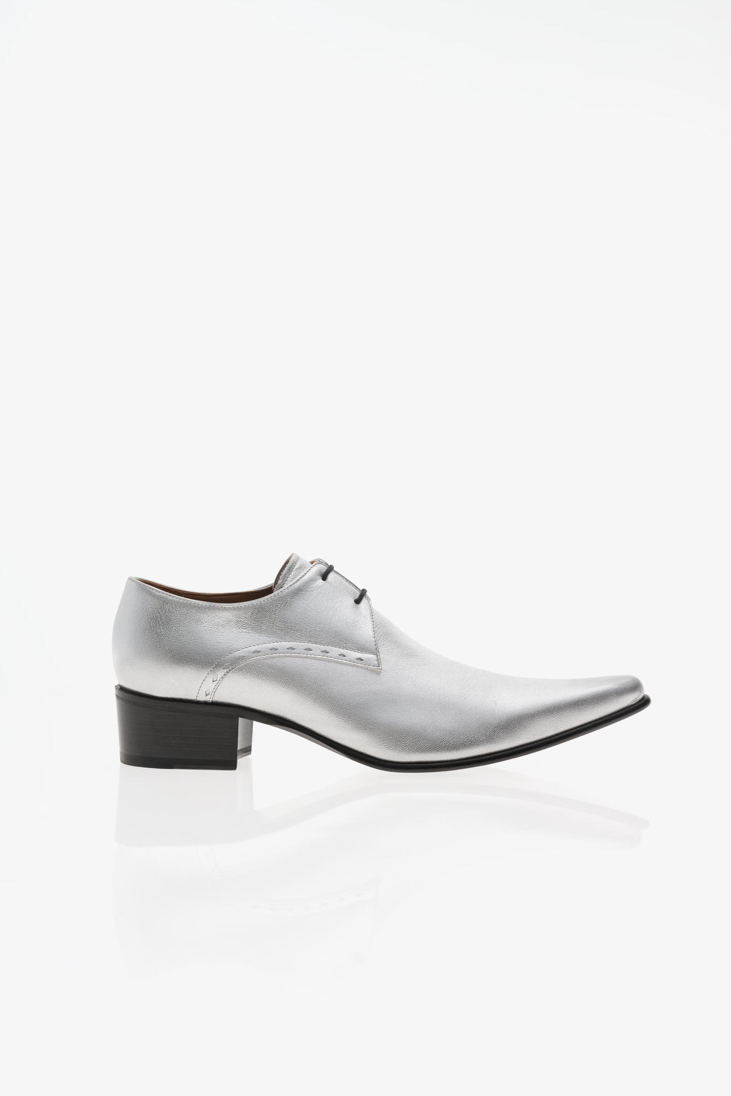 Мужские туфли Zara Limited Edition Leather Derby, цвет: Серебряный — фото 4