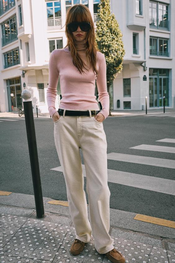FINE KNIT HIGH NECK JUMPER - Pastel pink by Zara - Image 0