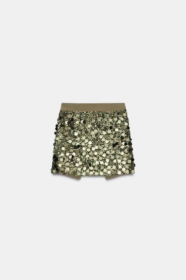 SEQUINNED MINI SKIRT - Green by Zara - Image 4