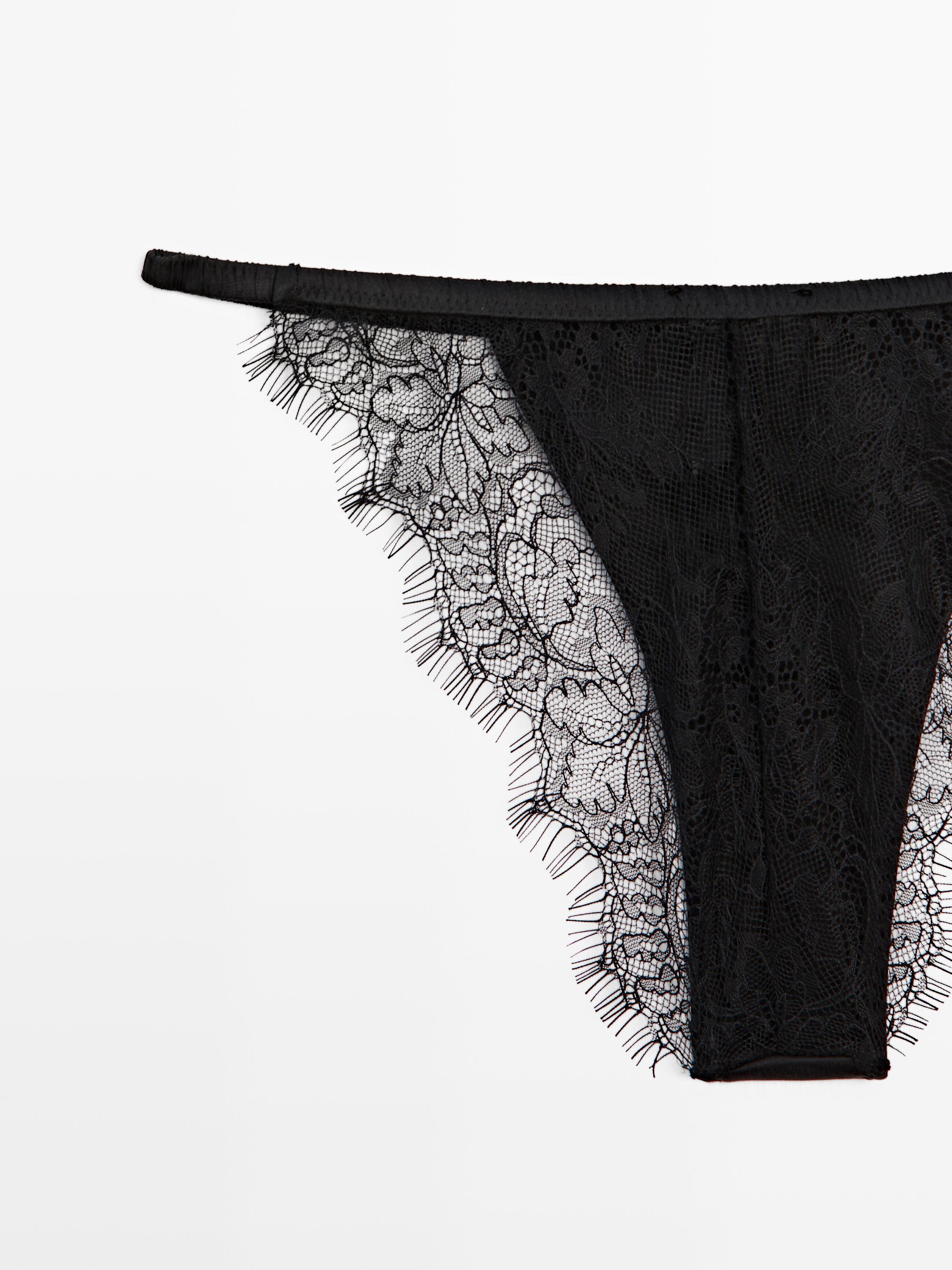 Silk blend briefs with lace detail