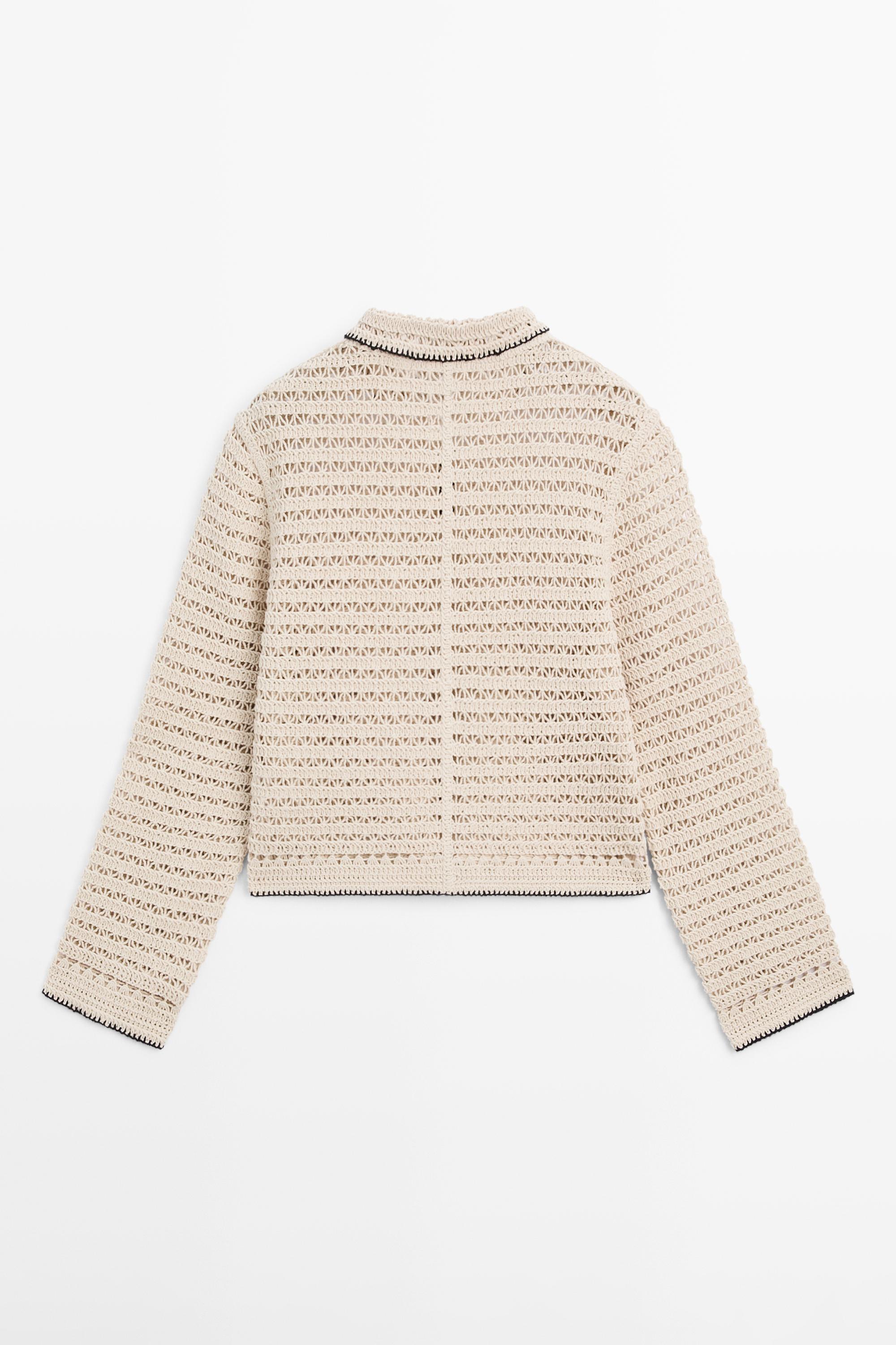 Contrast crochet knit cardigan