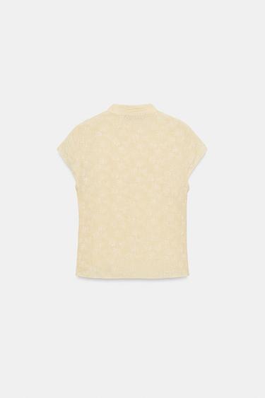 CHEMISE BRODÉE COL MAO - Jaune clair de Zara - Image 5