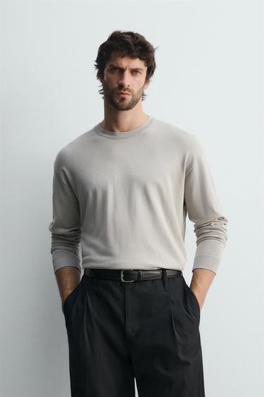 СВИТЕР ИЗ СМЕСОВОЙ ВИСКОЗЫ — СВЕТЛО-СЕРЫЙ от Zara