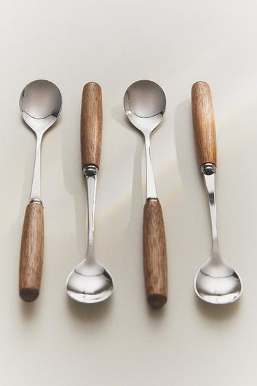 PACK OF WOODEN DESSERT SPOONS (PACK OF 4) - Light beige by Zara - Image 4