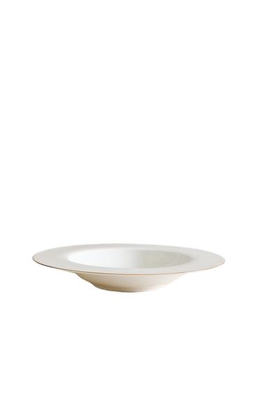 RIMMED BONE CHINA SOUP PLATE - Gold by Zara