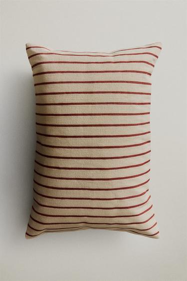 STRIPED CUSHION COVER - Light beige by Zara