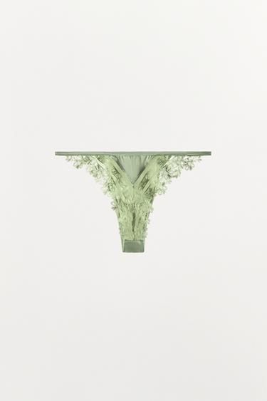 TANGA SATINÉ BRODÉ - Écru / Beige de Zara - Image 3