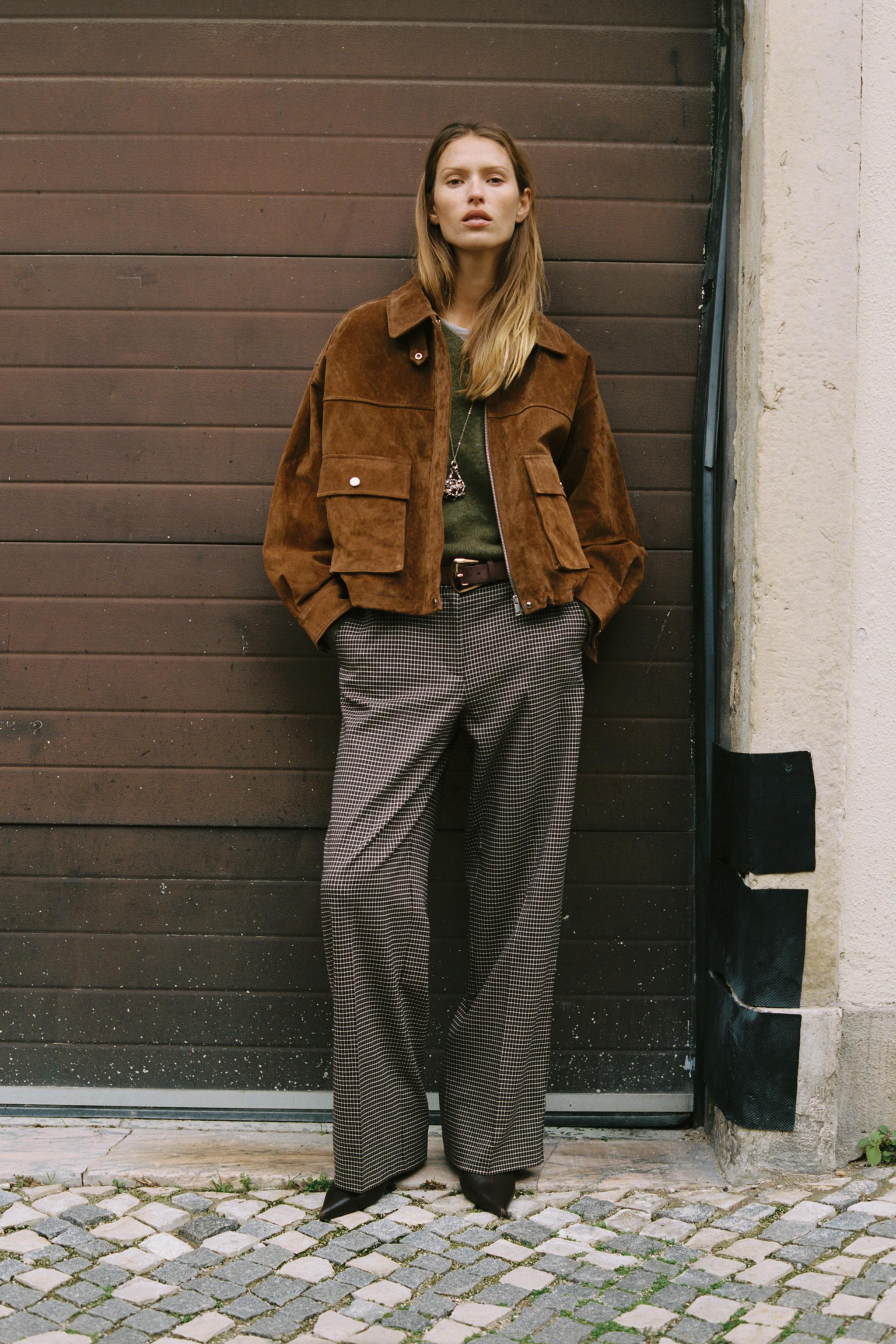 STRAIGHT CHECK TROUSERS WITH BELT