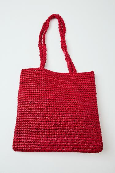 ჩანთა მინი SHOPPER რაფია - Zara-ს Red