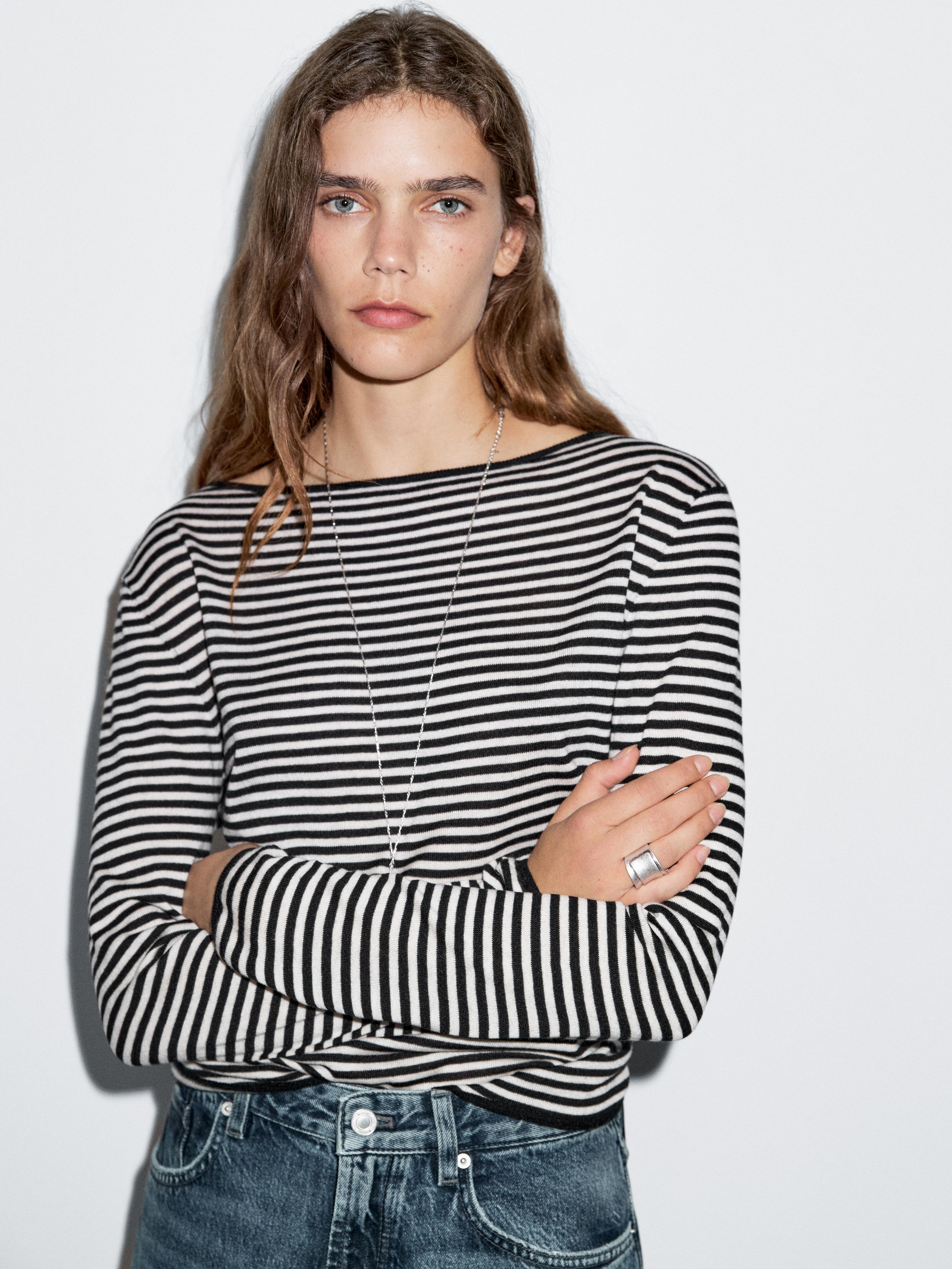 Pull en maille à manches longues et rayures