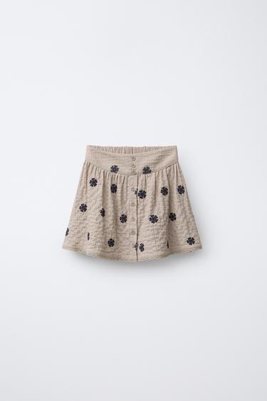 ROCK MIT STRUKTURMUSTER UND STICKEREI - Hellbeige von Zara