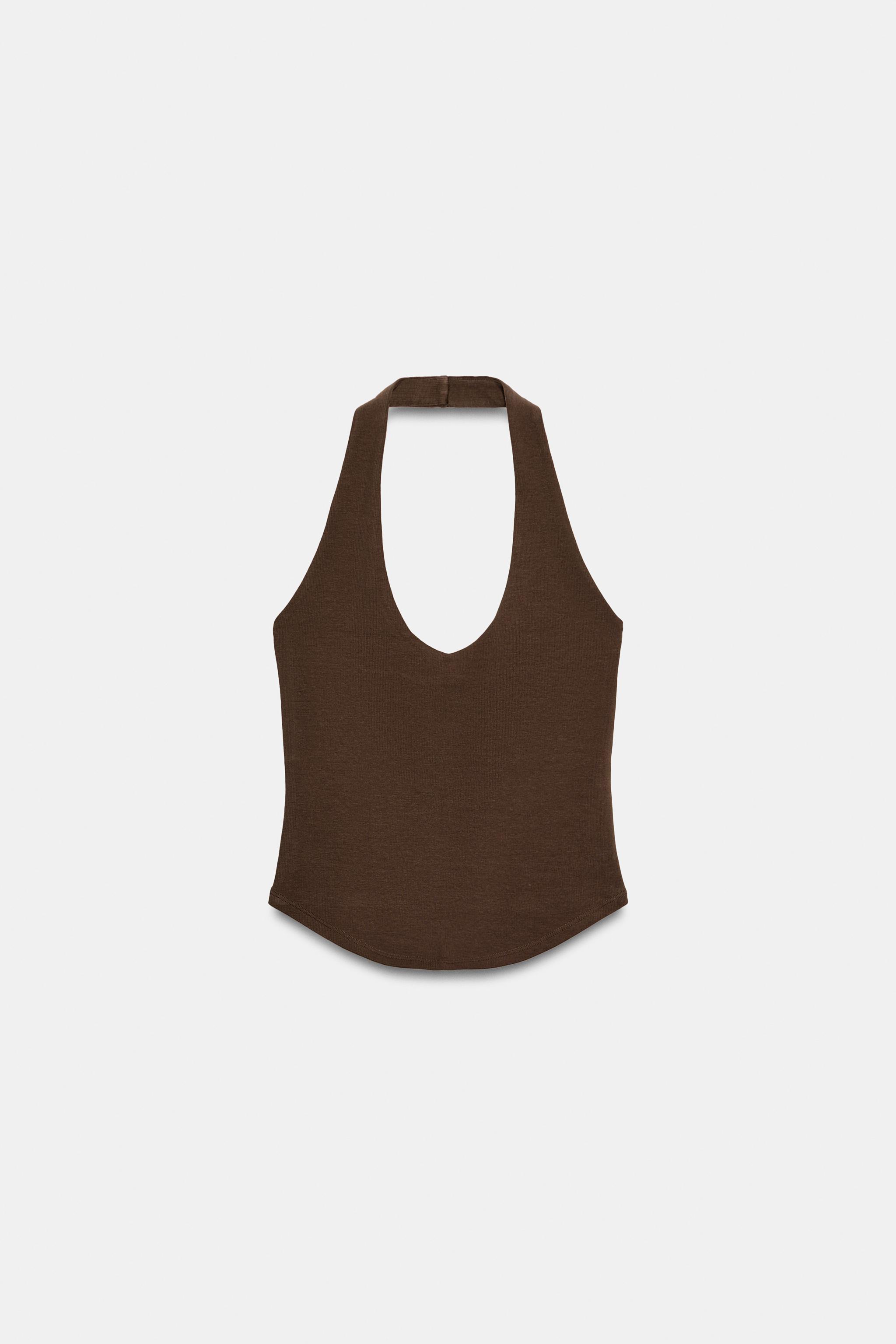 Zara YUvarlak ETEKLİ HALTER TOP görsel 5