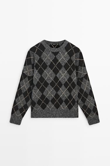Argyle knit sweater with cashmere — 210 1