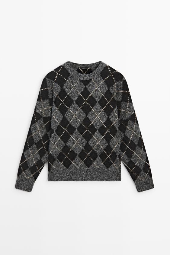 Zara Argyle knit sweater with cashmere - 210 - Image 0