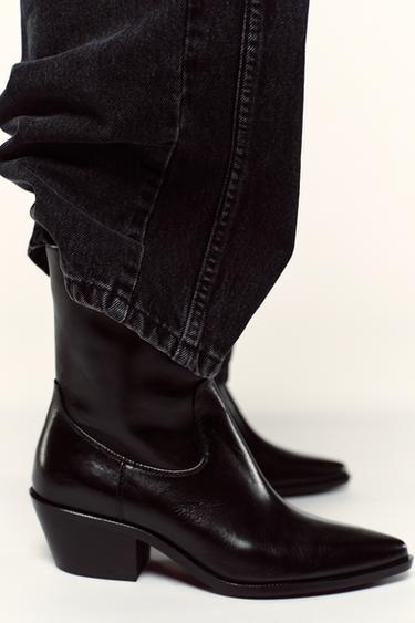 BOTTINES CAMPERO EN CUIR - Noir de Zara - Image 0