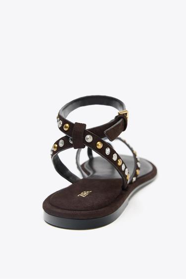 SANDALES EN CUIR FANTAISIE - Marron de Zara - Image 5