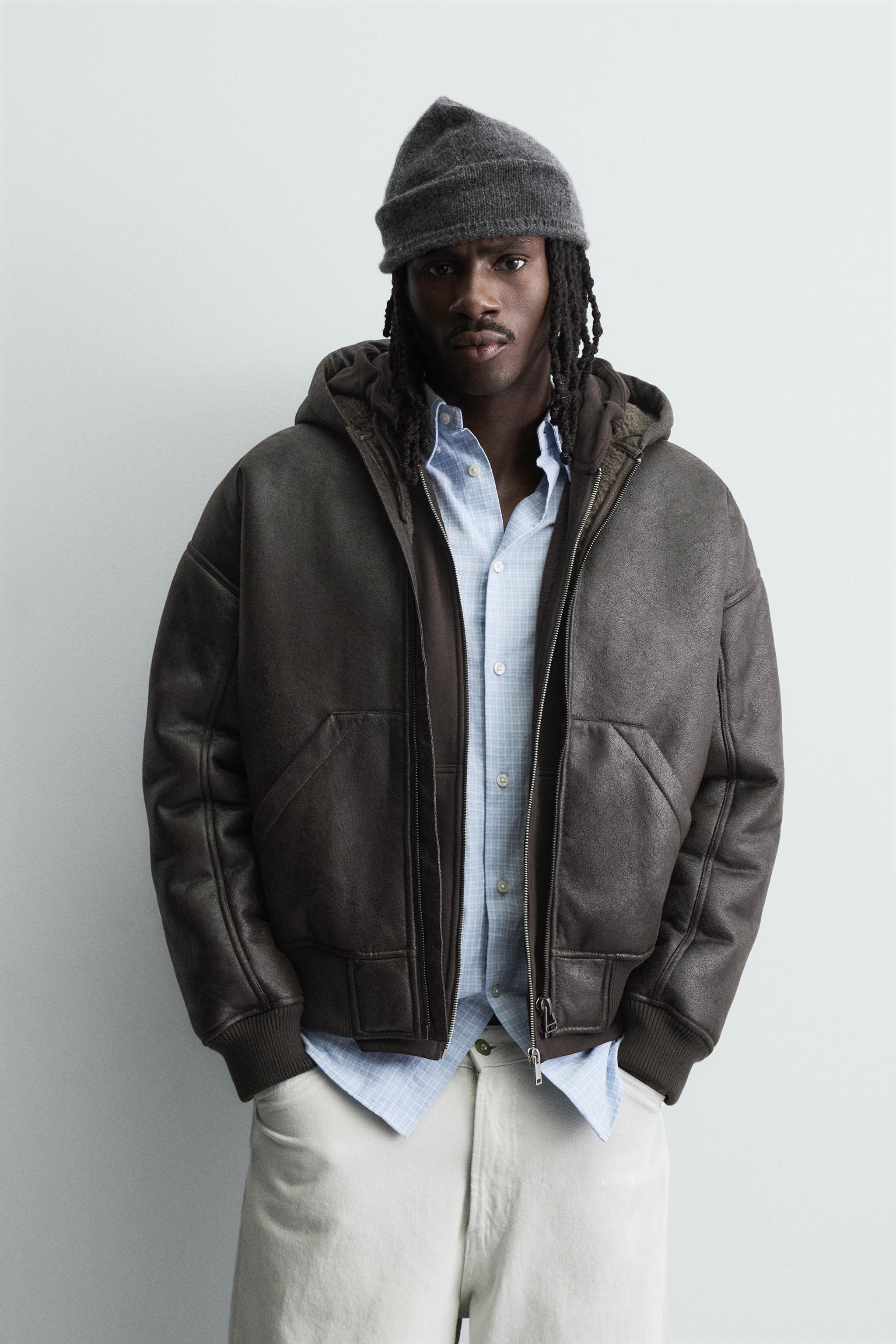 ダブルフェイス フェイクレザー ジャケット - ブラウン | ZARA Japan