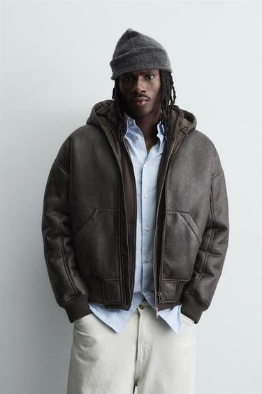 DOUBLE-FACED LEATHER EFFECT JACKET - Brown by Zara