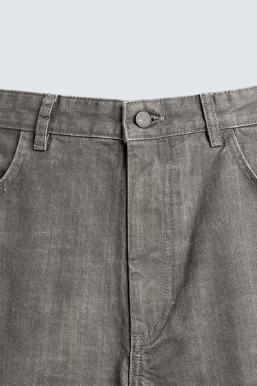 HERRINGBONE STRAIGHT-LEG TROUSERS - Grey / Tan by Zara - Image 8