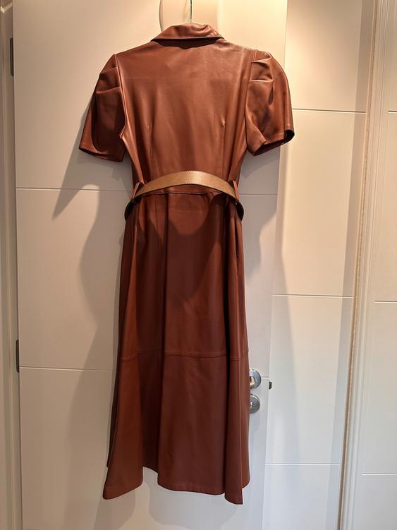 brown leather dress zara FAUX MIDI SECOND HAND RGroup_AW-PD-10707 Open back Size:EURO 46 / UK 12 Navy Blue Maxi Dress,