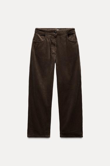 Zara RELAXED FIT CORDUROY PANTS ZW COLLECTION - Brown